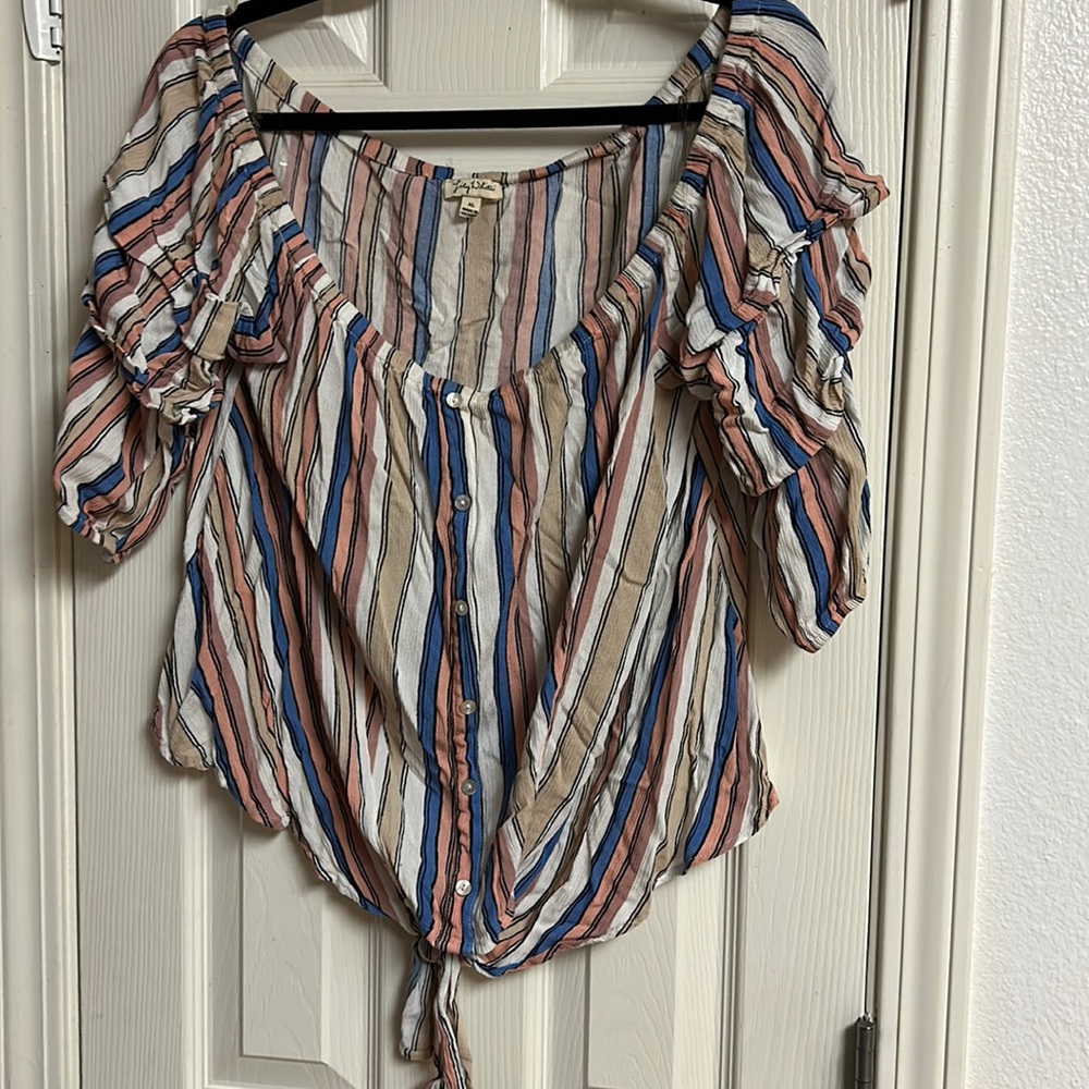 Off shoulder, stripped, light top Lily White XL